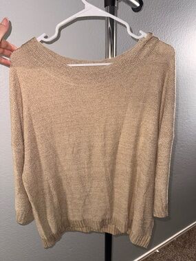 Amazon Beige Scoop Neck Lightweight Knit Top